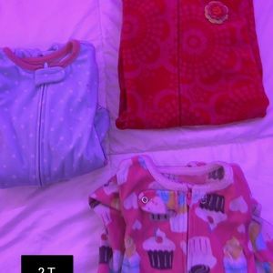2T toddler girl footed pajamas bundle